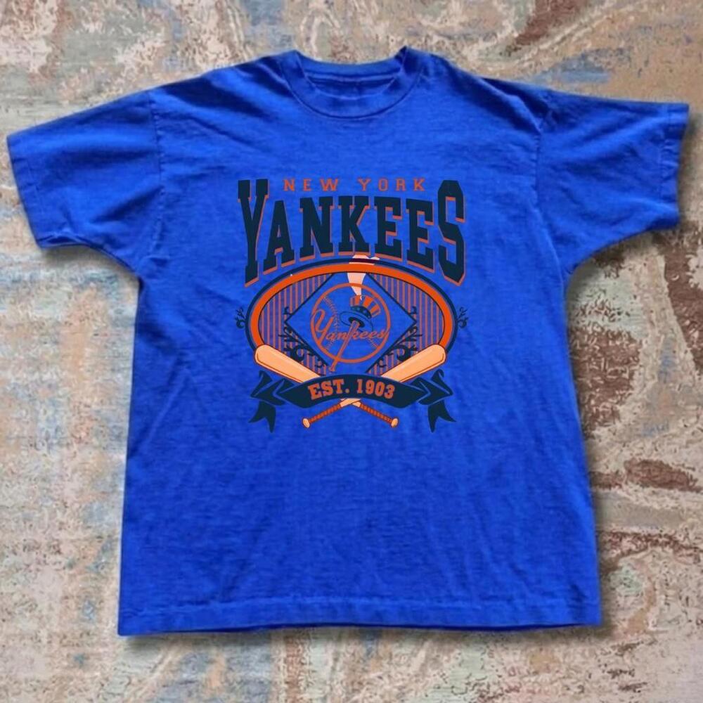 Blue New York Yankees Baseball Tee _Est 1903